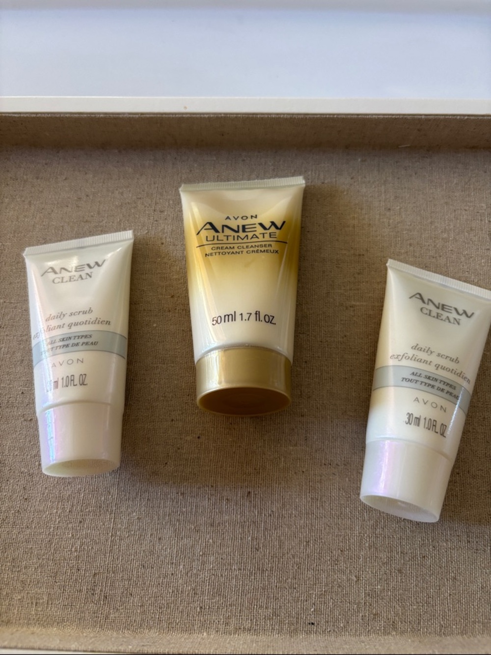 Avon Anew Clean & Anew Ultimate Skincare Trio - Cream and Scrubs (Ivory, Gold)